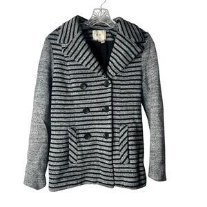 Elevenses Gray and Black Striped Jacket Sweater Blazer Size Medium